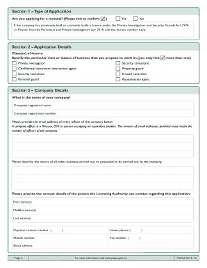 Fillable Online Justice Govt Application For A Company Licence