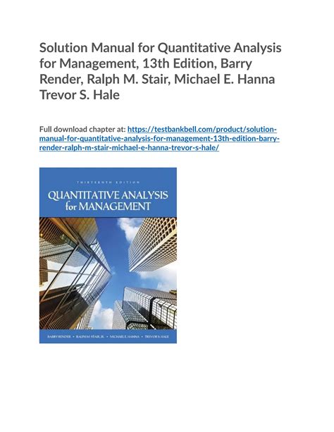 Solution Manual For Quantitative Analysis For Management 13th Edition