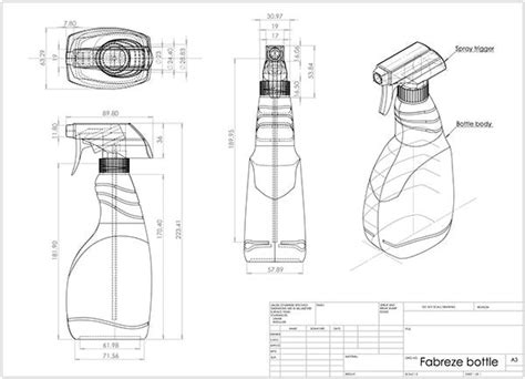 Orthogonal Projections Bottle Industrial Design Sketch Structural