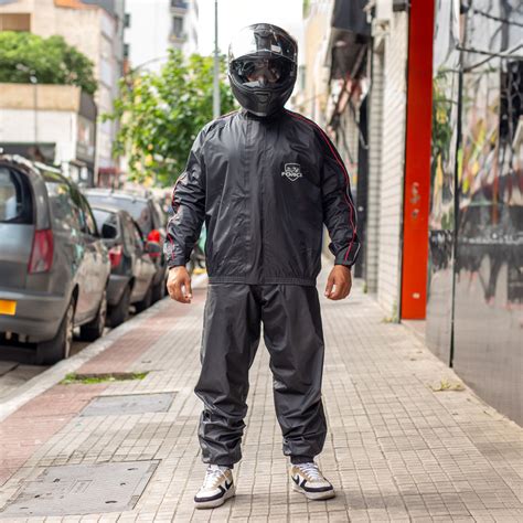 Conjunto Capa De Chuva Force Preta Vermelha Masculina Nova Suzuki