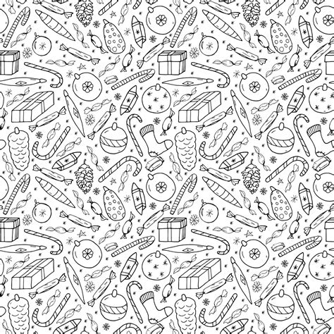 Premium Vector Christmas Seamless Pattern In Doodle Stylehand Drawn