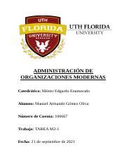 Tarea M2 1 Administración de Organizaciones Modernas docx