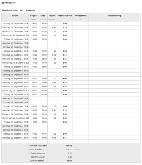 Numbers Vorlage Arbeitszeit Zeiterfassung 2014 Arbeitszeitnachweis