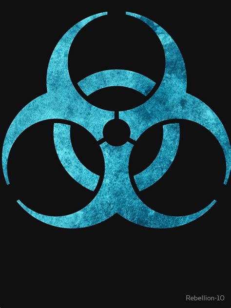 A Blue And Black Biohazard Symbol On A Black Background With The Words