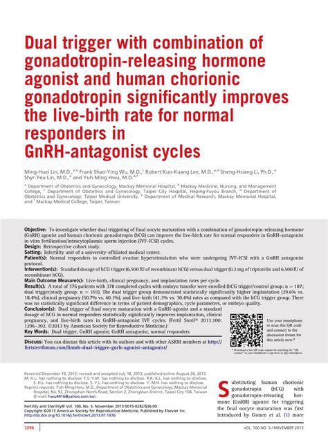 PDF Dual Trigger With Combination Of Gonadotropin Releasing Hormone