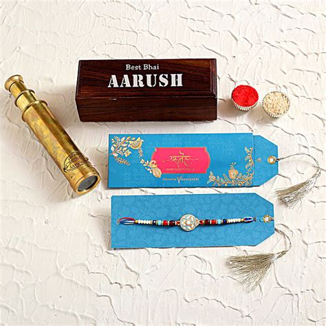 Ethnic Rakhi And Personalised Telescope Box Combo Saudi Arabia Gift