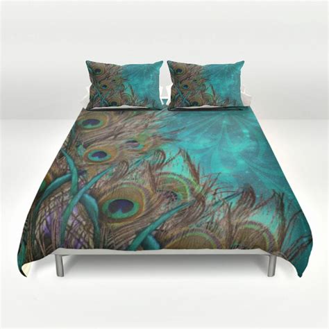 Teal Peacock Duvet Set Peacock Bedding Teal By Folkandfunky