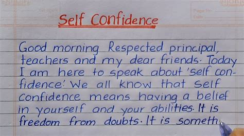 Essay On Self Confidence Speech In Self Confidence In English