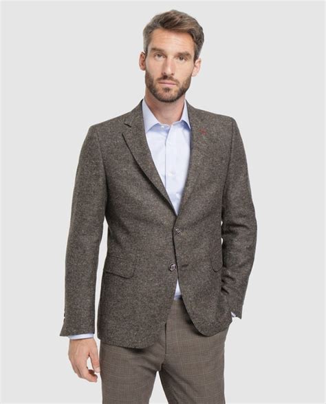 Americana De Hombre Regular De Cheviot Tweed Marr N Florentino Moda