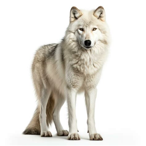 Winter Arctic Wolf Isolated On White Background Stock Photo At