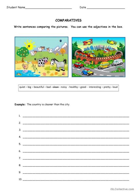 City Vs Countryside English ESL Worksheets Pdf Doc