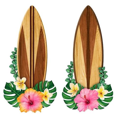 Premium Vector Wooden Surf Boards And Tropical Flowers Moana