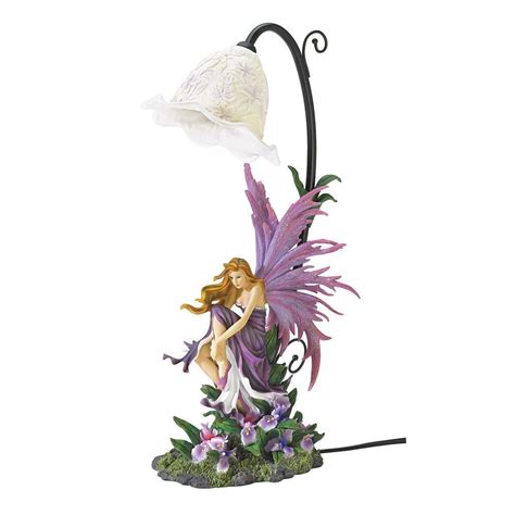 Fairy Lamp Purple Bedroom Light Girls Wings Flower Collectible Art Corded Winged Dragoncrest