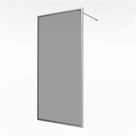 Aqualux Aq Pro Single Polished Silver Frame Smoked Wet Room Glass