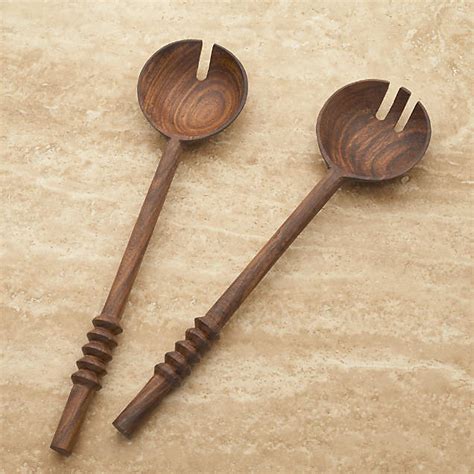 Wood And Marble Salad Servers Set Of 2 Reviews Crate And Barrel