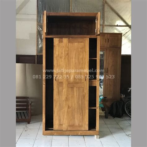 Lemari Pakaian Minimalis Kayu Jati 3 Pintu Anastasia Jati Jepara Mebel