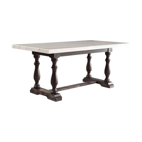 Acme Furniture Gerardo White Marble And Weathered Espresso Traditional Dining Table Marble With