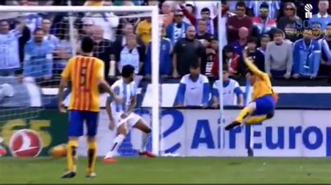 Lionel Messi Insane Volley Goal Vs M Laga Hd Youtube