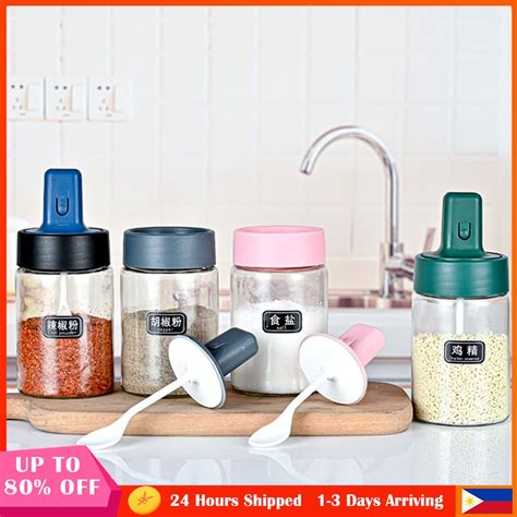 250ml Spice Jar Spoon Lid Integrated Seasoning Bottle Retractable Oil