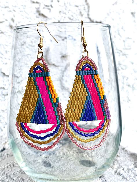 Handmade Beaded Teardrop Earrings Etsy