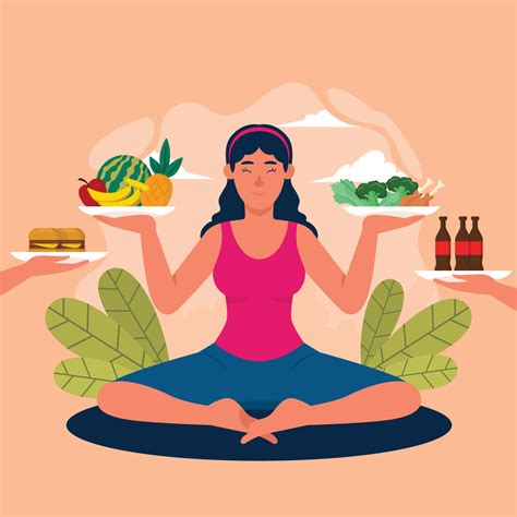 A Women Doing Yoga By Holding A Food 4872572 Vector Art At Vecteezy