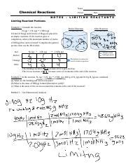 Understanding Limiting Reactants In Chemical Reactions Course Hero