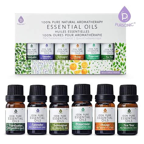 Pursonic 100 Pure Essential Aromatherapy Oils Set 6 Pack10ml Shopee