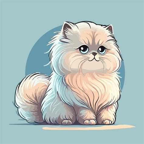 Premium Vector A Drawing Of A White Cat With Blue Eyes Sits On A Blue Background