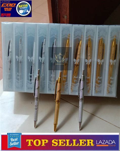 Sultan Souvenir Souvenir Pernikahan Pulpen Emas Perak Kemasan Mika Isi