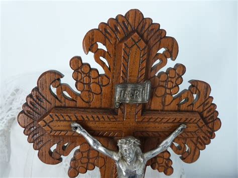 Antique Altar Standing Crucifix Cross Large Antique Signed Etsy