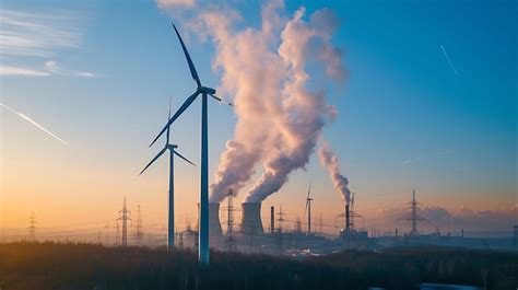 Une Seule Turbine Olienne Une Centrale Lectrique Charbon Avec De La