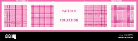 Girly Pink Seamless Plaid Vector Pattern Collection Gingham Bright