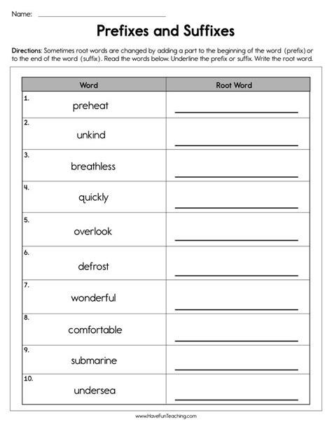 Worksheets Of Suffix And Prefix