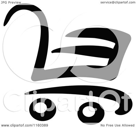 Clipart of a Black and White Shopping Cart Version 3 - Royalty Free ...