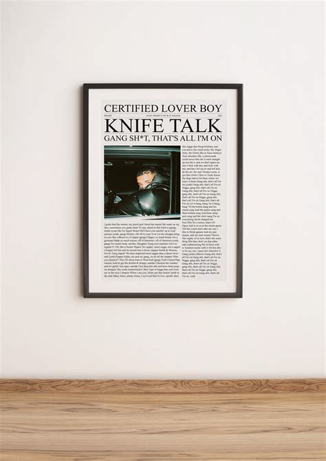 Drake Newspaper Poster Drake Knife Talk Song Lyric Art - Etsy