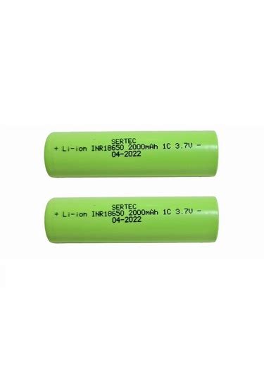 SERTEC 18650 3 7V 2000mAh 1C Lion Şarjlı Pil Başlıksız 2Adet