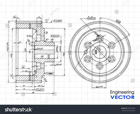 Technical Drawing Wheel Vector Illustration Shutterstock