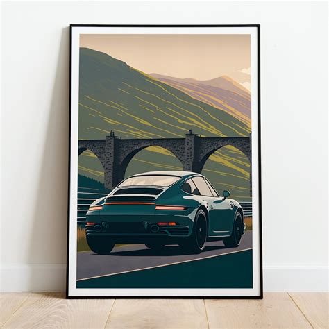 Porsche 911 Poster Vintage Style Porsche Print Travel Etsy