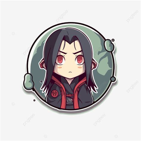 Small Anime Sticker With A Black And White Face Vector, Itachi, Sticker ...