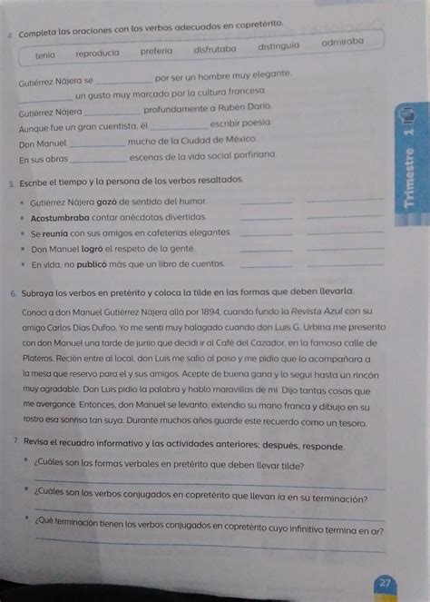 Guia Santillana 6 Grado Pagina 27 Grado 6 Español La Necesito Yala Foto No Se Si Vea Bien Pero