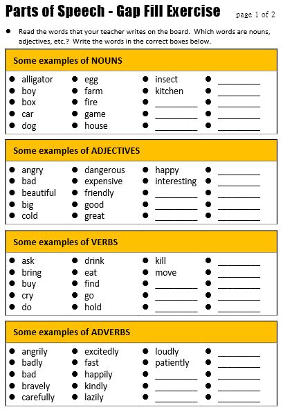 Parts Of Speech Exercises With Answers Pdf Online Degrees