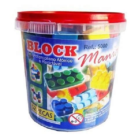 Blocos De Montar Block Mania C 52 Peças Brinquedo Didático Brinquedos