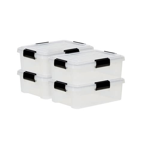 Iris Ohyama Boîtes de rangement plastique étanches de 10L Lot de 4