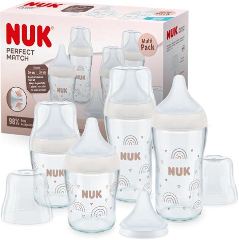 nuk perfect match glass baby bottles set  months adapts  babys
