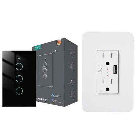 Moesgo Wifi Wall Outlet Plus Smart Touch Switch Black Gang Amazon