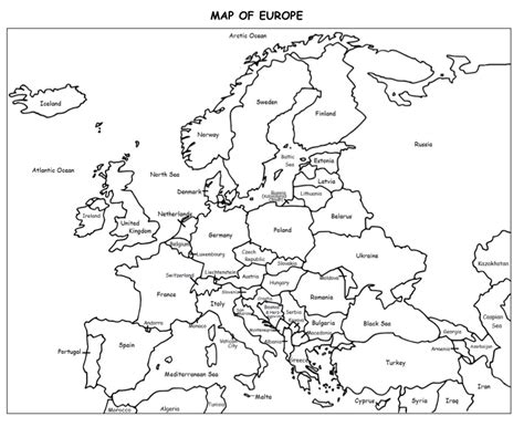 Map Of Europe Printable Coloring Page With Countries Europe Map Map