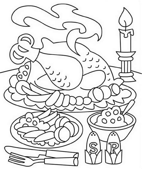 Thanksgiving Dinner Table Coloring Coloring Pages