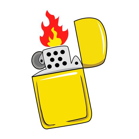 Yellow Cartoon Like Lighter And Fire Flames Flat Design 22034229 PNG