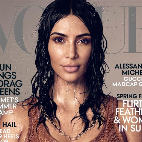 Kim Kardashian Wears A Sheer Tank Top On Her Vogue Cover Who What Wear