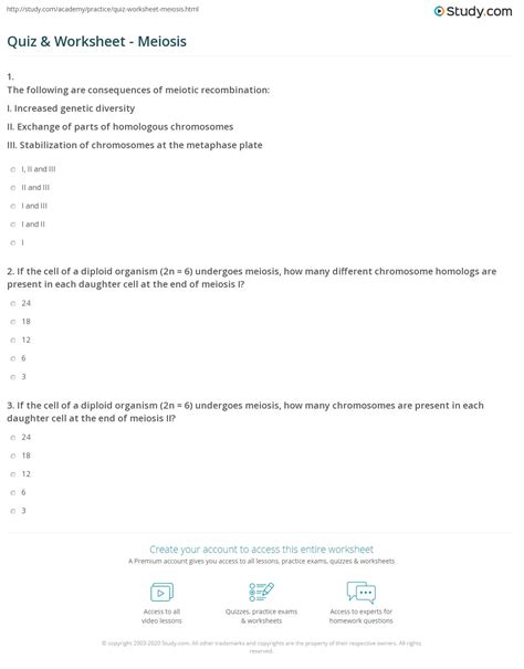 Meiosis Vs Mitosis Worksheet